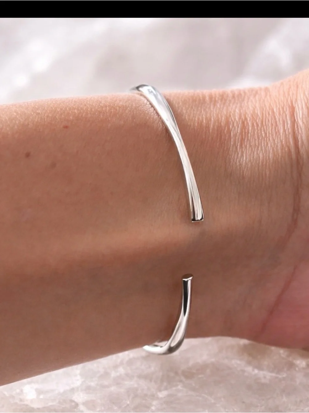 Sterling silver open bangle